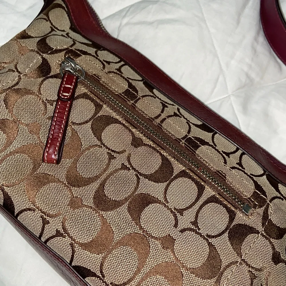 Coach Authentic Hobo Handbag Canvas Leather Brown F12328